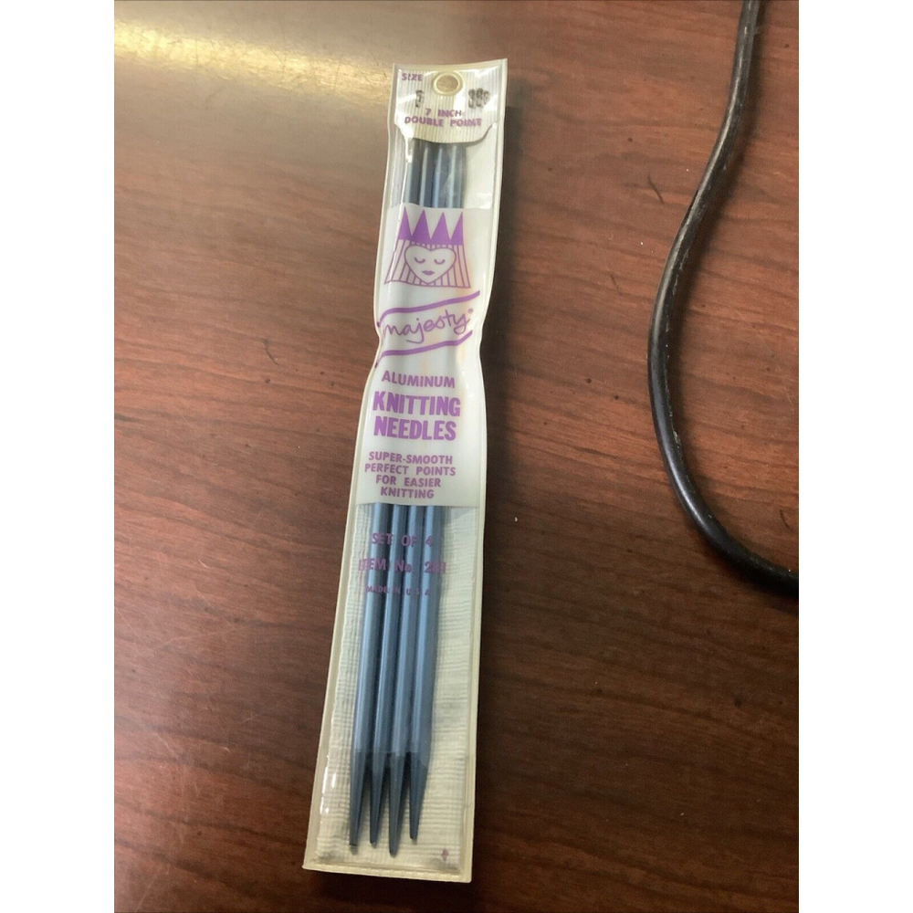 Vintage NOS Majesty Teal Knitting Needles Size 5 Double Point 7” Set of 4 SD1